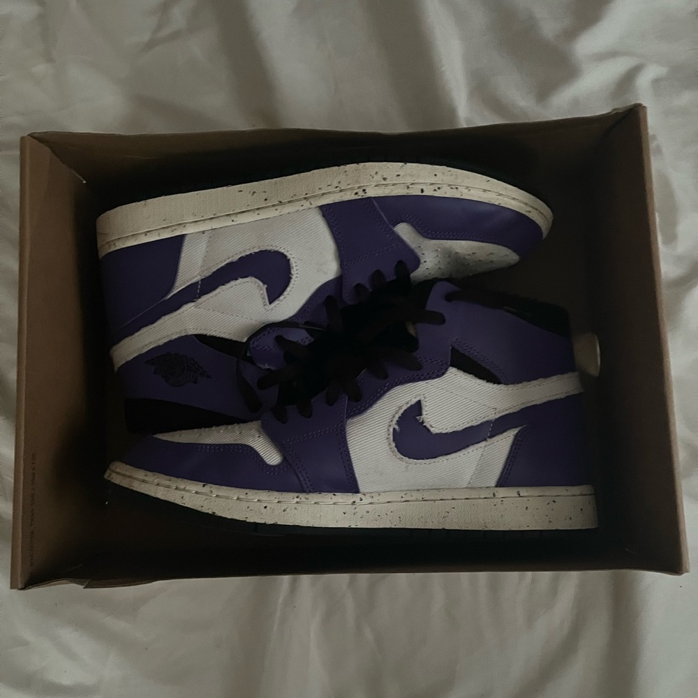 Purple and White High-Top Sneakers